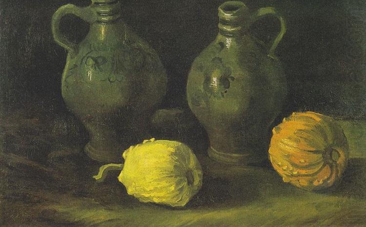 Still life with two jugs and pumpkins, Vincent Van Gogh